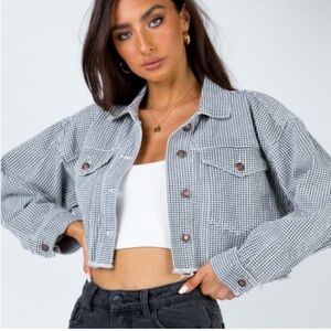 Princess Polly Checkered Denim Jacket